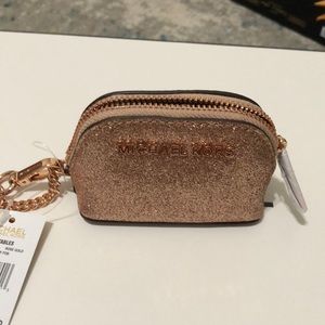 NWT Michael Kors Coin Pouch Key Fob in Rose Gold